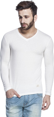 

Tinted Solid Men's V-neck White T-Shirt
