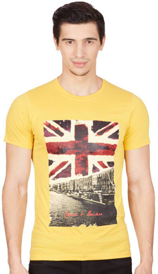 

Cloak & Decker Printed Men's Round Neck Yellow T-Shirt, Straw hut
