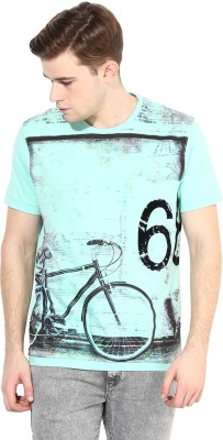 

Fritzberg Printed Men' Round Neck Blue T-Shirt, Aqua