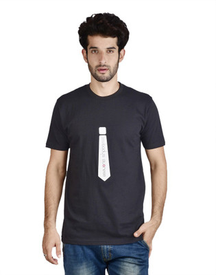 

Menlo Graphic Print Men's Round Neck Black T-Shirt