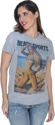 

Fast n Fashion Graphic Print Women's Round Neck Grey T-Shirt