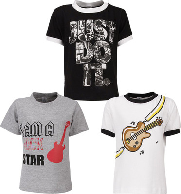 

Gkidz Boys Printed T Shirt(Multicolor, Pack of 3, Black