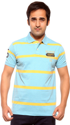 

Sports 52 Wear Striped Men's Polo Neck Blue T-Shirt, Sky.