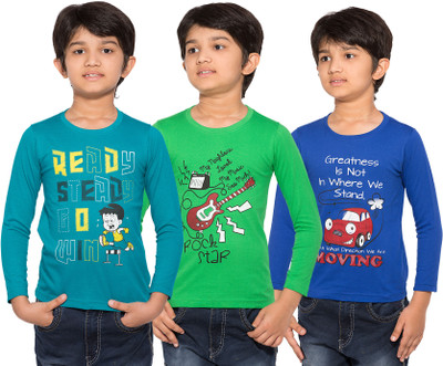 

Maniac Boys Printed T Shirt(Multicolor, Pack of 3, Multi