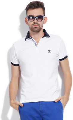 

Mufti Solid Men's Polo Neck White T-Shirt
