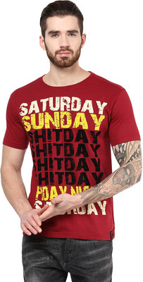 

PUNK Printed Men's Round Neck Red T-Shirt