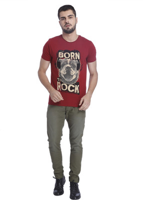 

Jack & Jones Printed Men's Round Neck Maroon T-Shirt, Burgundy
