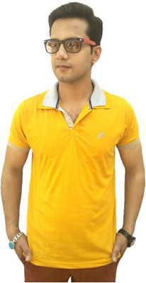 

Brandonn Solid Men' Polo Neck Yellow T-Shirt