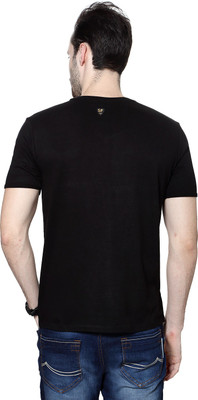 

SF Jeans by Pantaloons Solid Men' V-neck Black T-Shirt