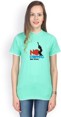 

Campus Sutra Solid Women' Round Neck Green T-Shirt, Sea green