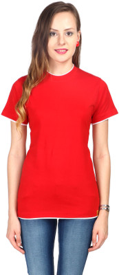 

Campus Sutra Solid Women's Round Neck Red T-Shirt