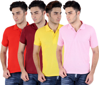 

Sanvi Traders Solid Men Polo Neck Multicolor T-Shirt(Pack of 4