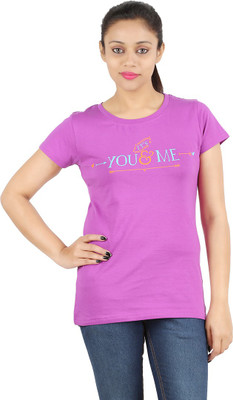 

Ymfonline.Com Printed Women's Round Neck Purple T-Shirt