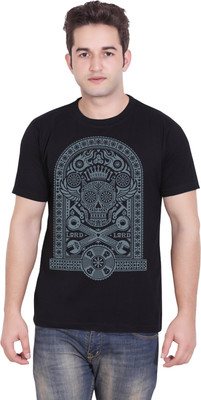 

Tantra Graphic Print Men's Round Neck Black T-Shirt