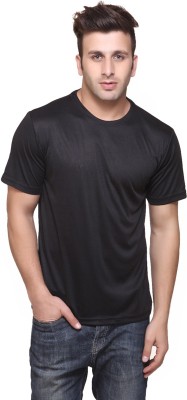 FUNKY GUYS Solid Men Round Neck Black T-Shirt