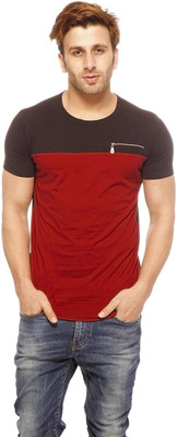 Gritstones Solid Men's Round Neck Maroon T-Shirt