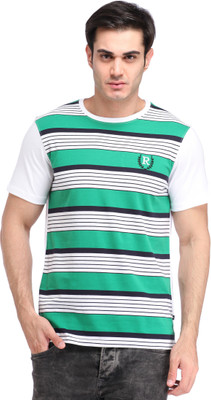 

Rockhard Striped Men' Round Neck White T-Shirt