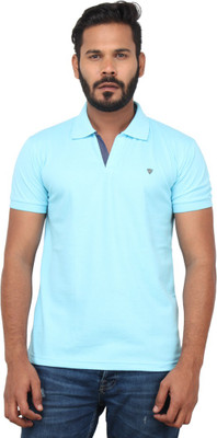 

Got It Solid Men's Flap Collar Neck Blue T-Shirt