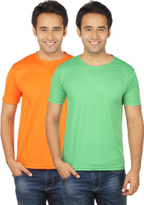 

Quetzal Solid Men's Round Neck Orange, Green T-Shirt(Pack of 2, Green;orange