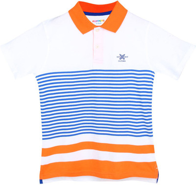 

Poppers by Pantaloons Boys Striped T Shirt(White, Pack of 1