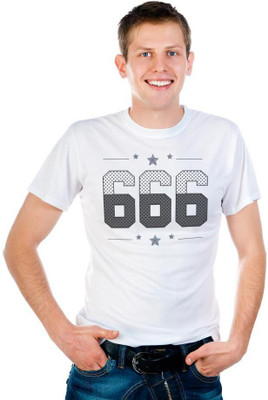 

6th Cross Graphic Print Men's Round Neck White T-Shirt
