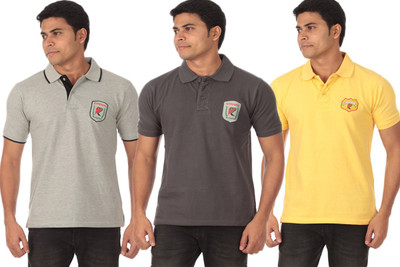 Rampwaq Solid Men's Polo Neck Multicolor T-Shirt(Pack of 3)