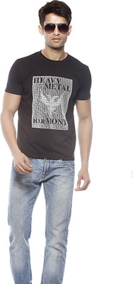 

Gritstones Printed Men' Round Neck Black T-Shirt