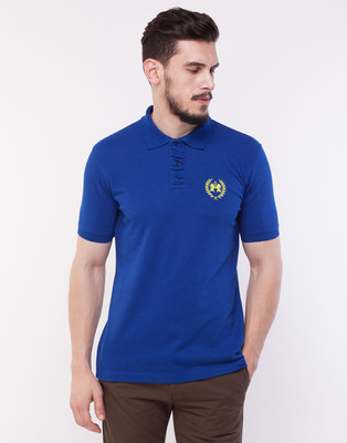 

Cotton County Premium Solid Men's Polo Neck Blue T-Shirt