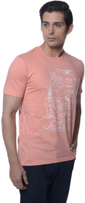 

Carve Printed Men' Round Neck Pink T-Shirt