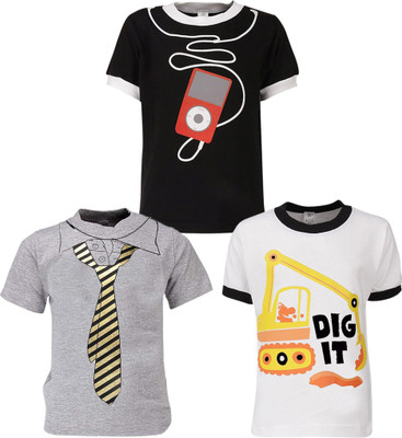 

Gkidz Boys Printed T Shirt(Multicolor, Pack of 3, Black