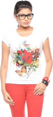 

Trendy Girlz Printed Women's Round Neck White T-Shirt, Bright white
