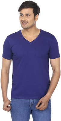 

FM Fashionmania Solid Men's V-neck Dark Blue T-Shirt(Pack of 2, Ink blue