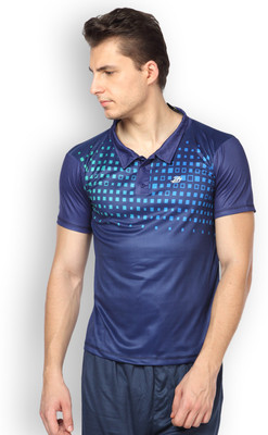 Difference of Opinion Graphic Print Men' Polo Neck Dark Blue T-Shirt