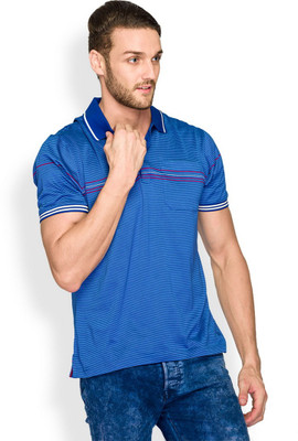

Raymond Striped Men's Polo Neck Blue T-Shirt