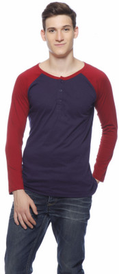 

Gritstones Striped Men's Henley Purple T-Shirt