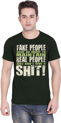 

Tantra Graphic Print Men's Round Neck Dark Green T-Shirt, Army green