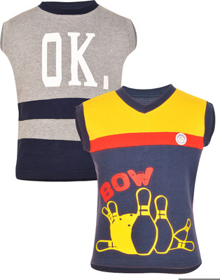 

Gkidz Boys Printed Cotton T Shirt(Grey, Pack of 2