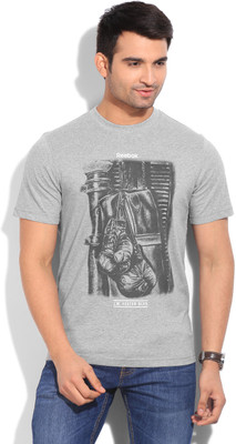 

REEBOK Printed Men's Round Neck Grey T-Shirt, Mgreyh