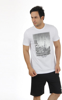 

Puma Graphic Print Men's Round Neck White T-Shirt