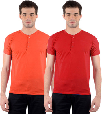 

Gallop Solid Men's Henley Multicolor T-Shirt(Pack of 2