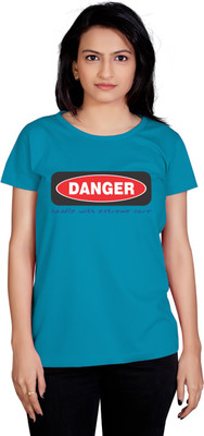

Tantra Graphic Print Women's Round Neck Blue T-Shirt, Turquoise