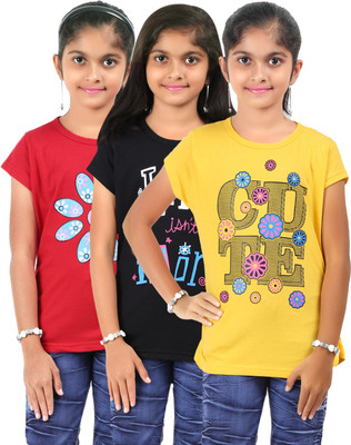 Bes-Tex Girls Printed T Shirt(Multicolor) Bes-Tex Girls Printed T Shirt(Multicolor)