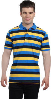 

The Cotton Company Striped Men's Polo Neck Yellow, Blue T-Shirt
