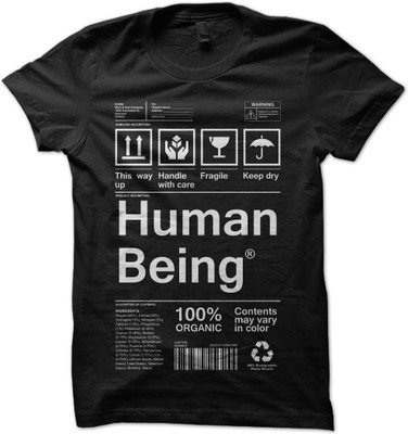 DNA Graphic Print Men' Round Neck Black T-Shirt