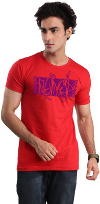 

Inkovy Graphic Print Men' Round Neck Red T-Shirt