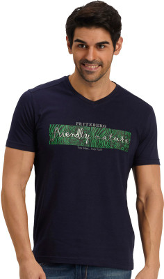 

Fritzberg Printed Men's Round Neck Dark Blue T-Shirt