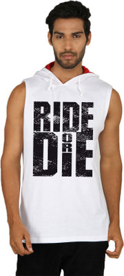 

SayItLoud Graphic Print Men' Hooded White T-Shirt