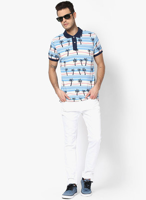 

Jack & Jones Printed Men's Polo Neck White T-Shirt, Cloud cream