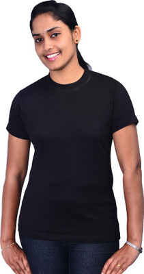 

Zorba Mart Printed Women's Round Neck Black T-Shirt