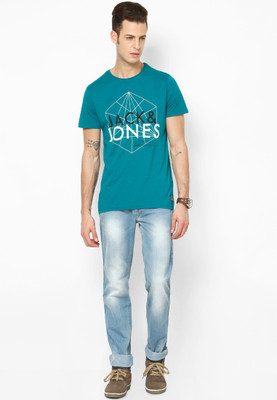 

Jack & Jones Graphic Print Men's Round Neck Green T-Shirt, Everglade